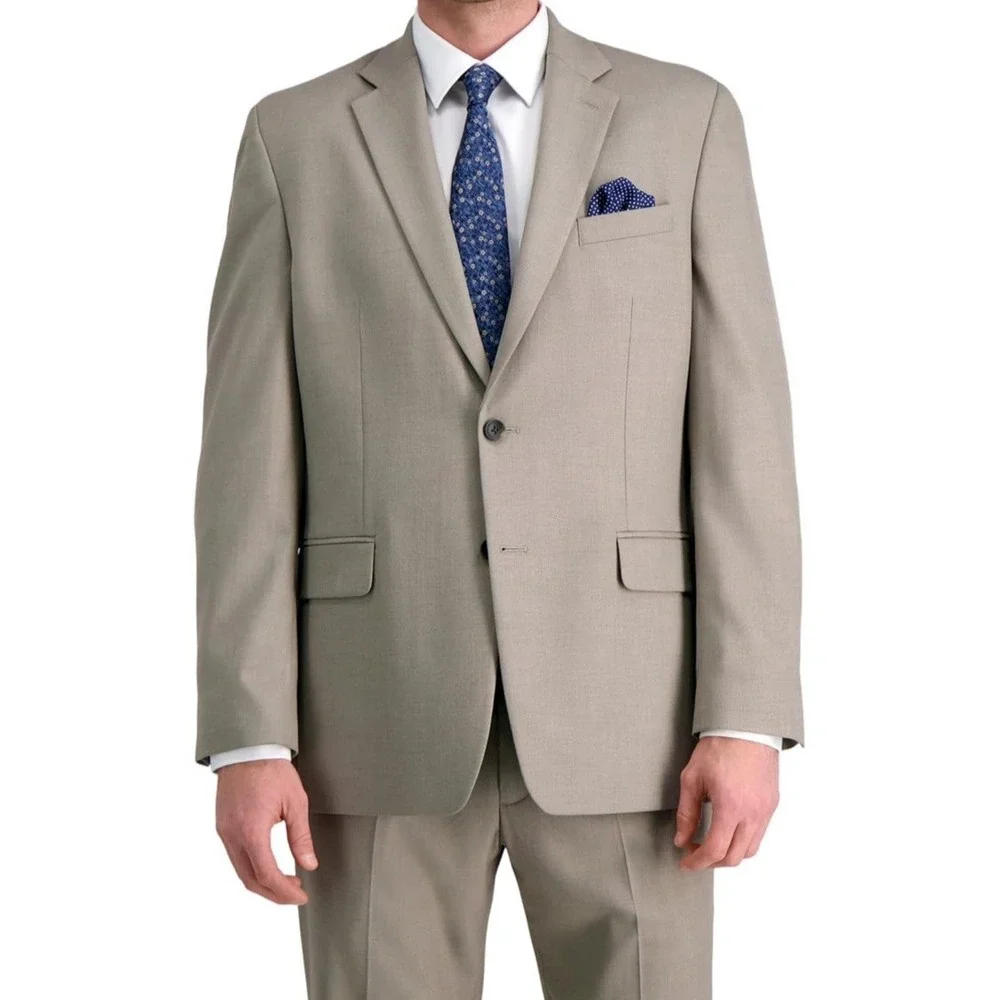 NWT J.M. Haggar Men's JMH Premium Stretch Jacket - Size 46 - Color Oatmeal Solid